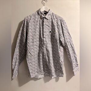 Dario Beltran shirt size L  42 16 1/2 embroidery Logo multi color print design